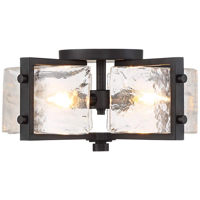 Image 4 Possini Euro Adri 16 3/4" Wide Handcrafted Glass Rustic Ceiling Light more views