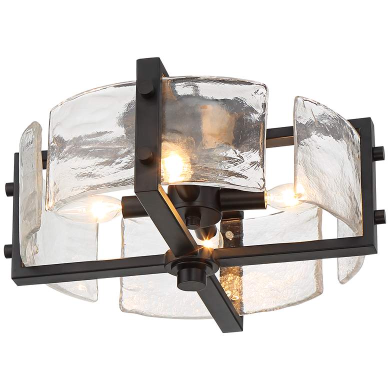 Image 5 Possini Euro Adri 16 3/4" Wide Handcrafted Glass Rustic Ceiling Light more views