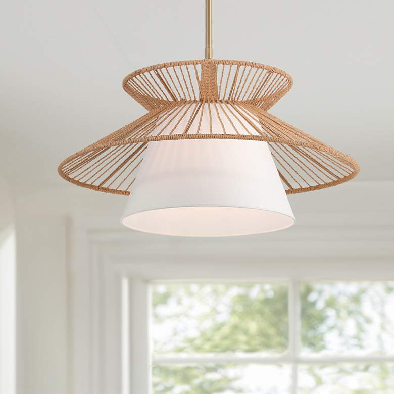 Image 2 Possini Euro Aire 24" Wide Rope Fabric Modern Pendant Chandelier