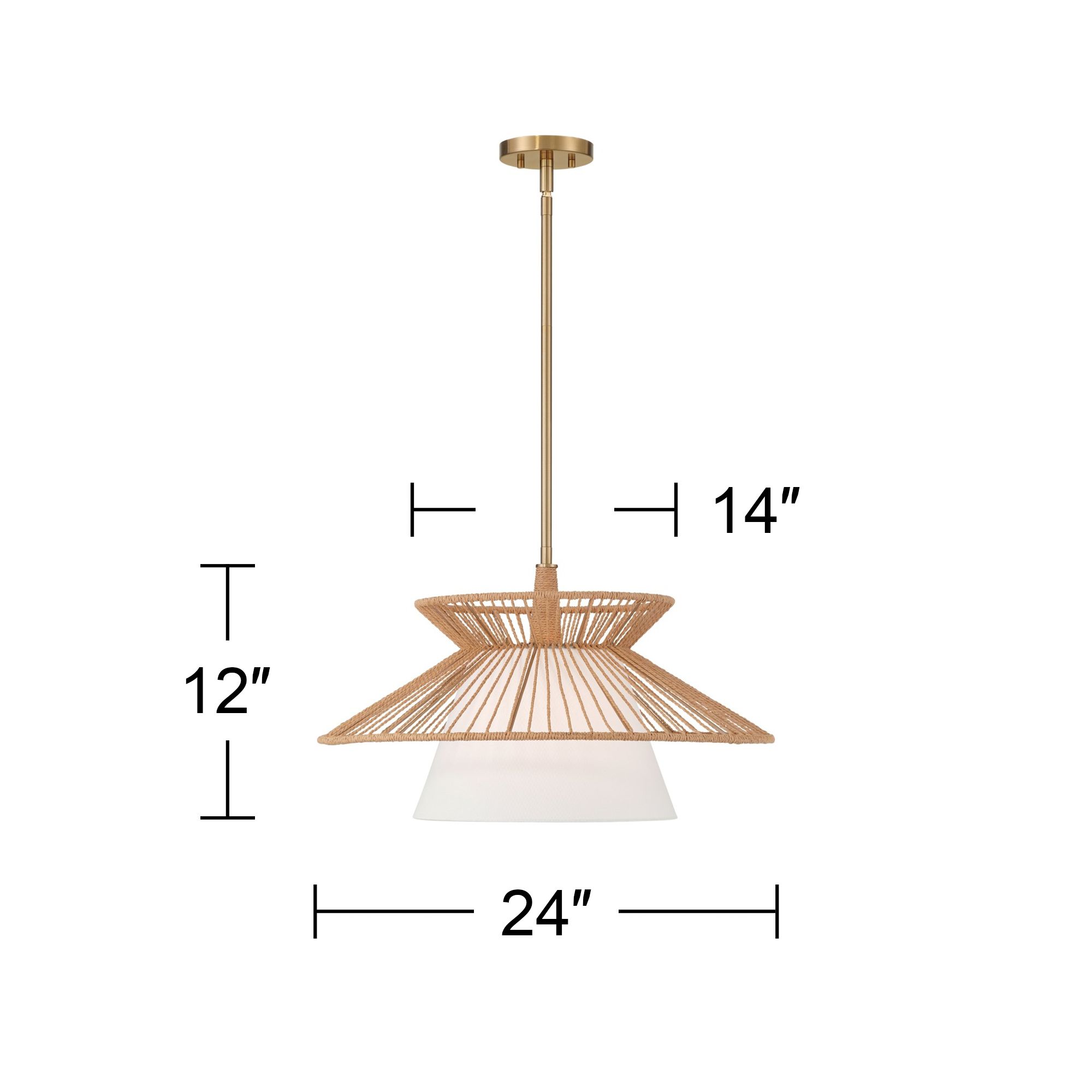 Possini Euro Aire 24" Wide Rope Fabric Modern Pendant Chandelier in scene