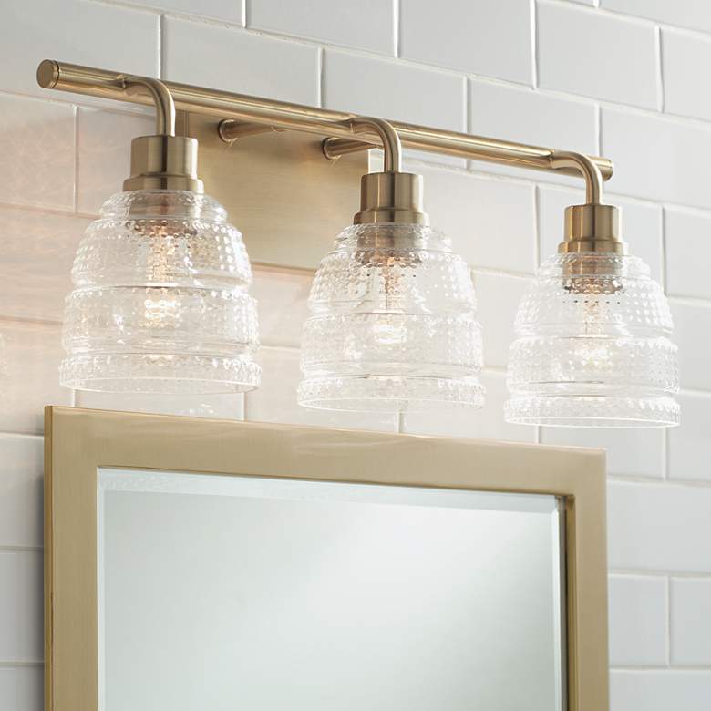 Image 1 Possini Euro Aislinn 22" Wide Brass 3-Light Bath Light
