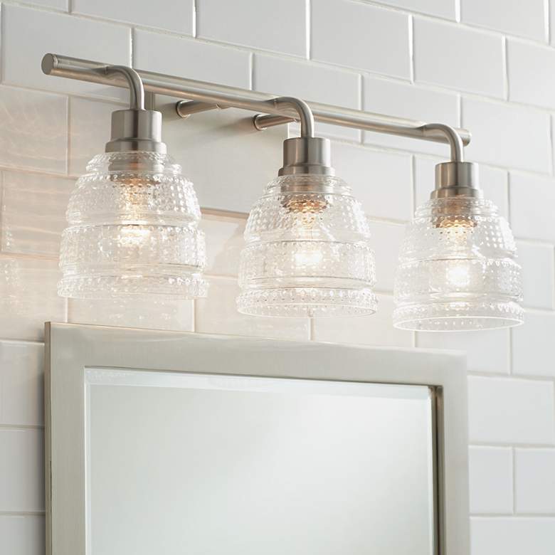Image 1 Possini Euro Aislinn 22" Wide Nickel 3-Light Bath Light