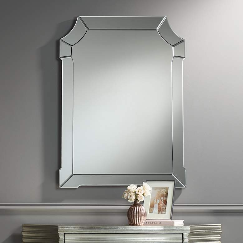 Image 1 Possini Euro Aki 26 inch x 35 1/2 inch Cut Corner Wall Mirror
