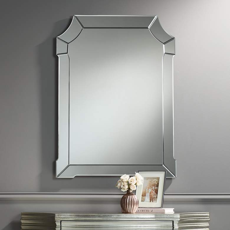Image 1 Possini Euro Aki 26" x 35 1/2" Cut Corner Wall Mirror