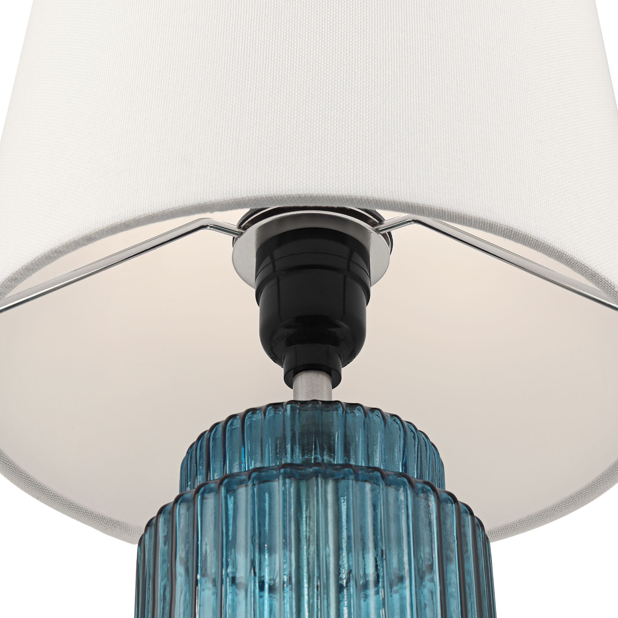 Image 5 Possini Euro Alain 15"H Blue Fluted Glass Cordless Accent Table Lamp more views