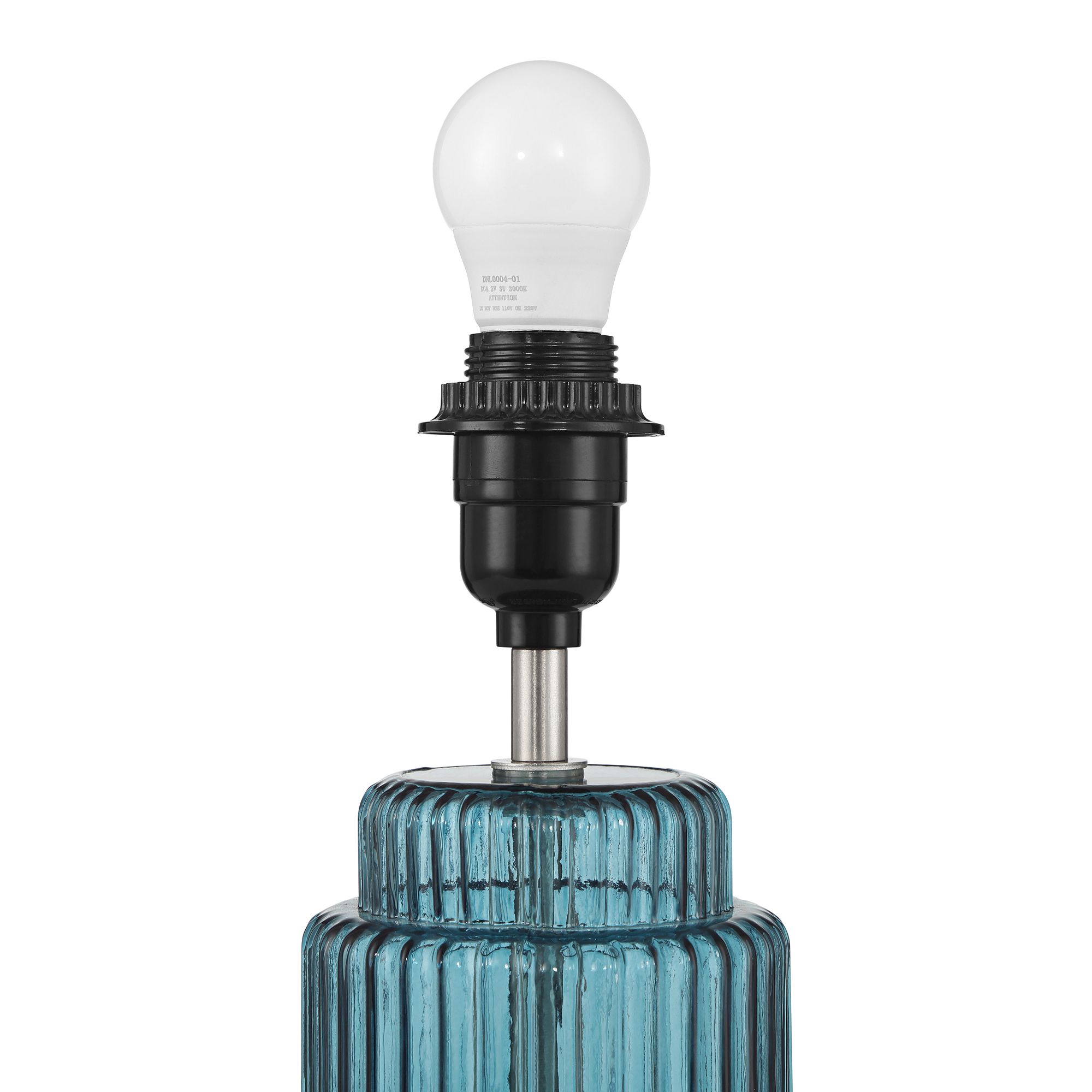 Image 6 Possini Euro Alain 15"H Blue Fluted Glass Cordless Accent Table Lamp more views