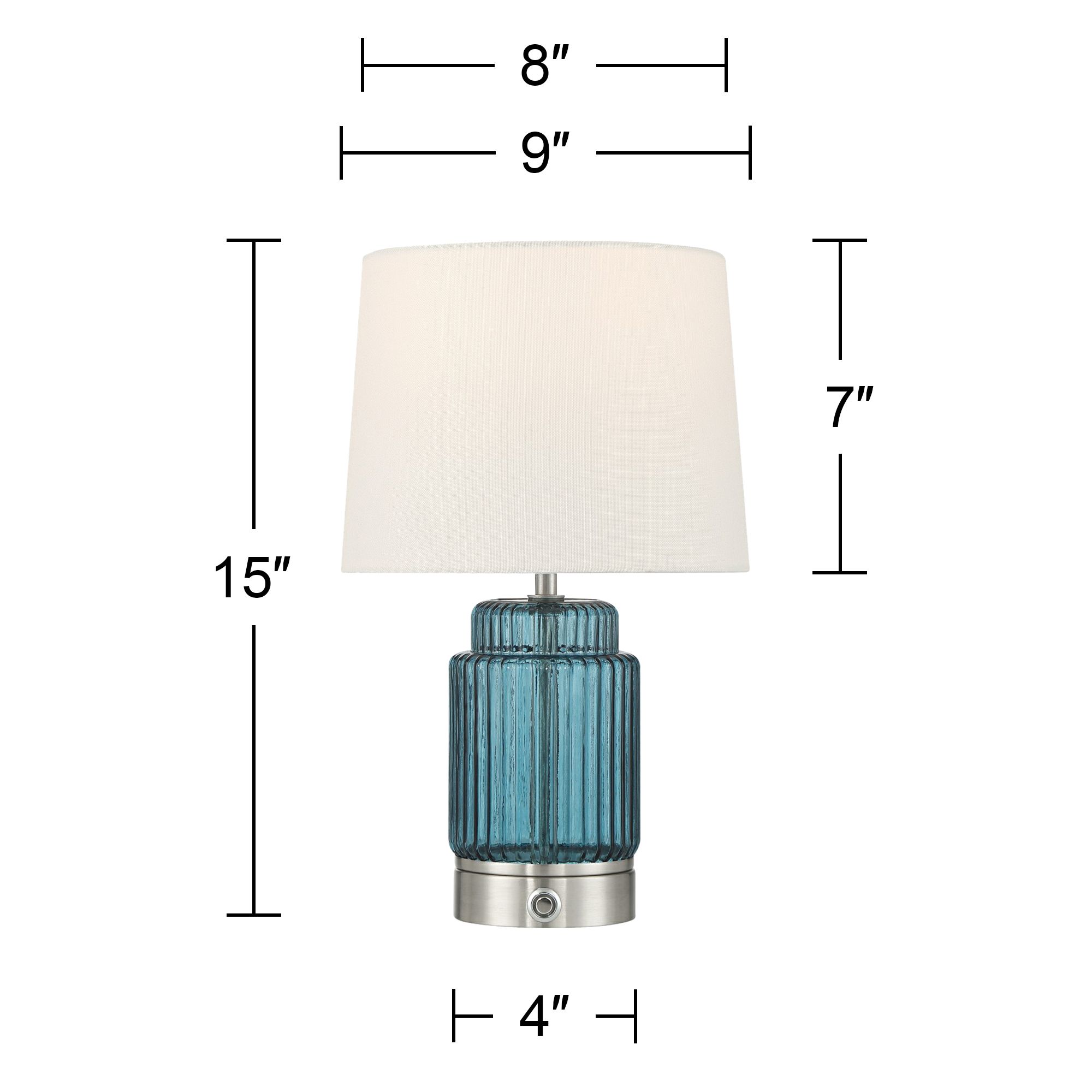 Possini Euro Alain 15"H Blue Fluted Glass Cordless Accent Table Lamp in scene