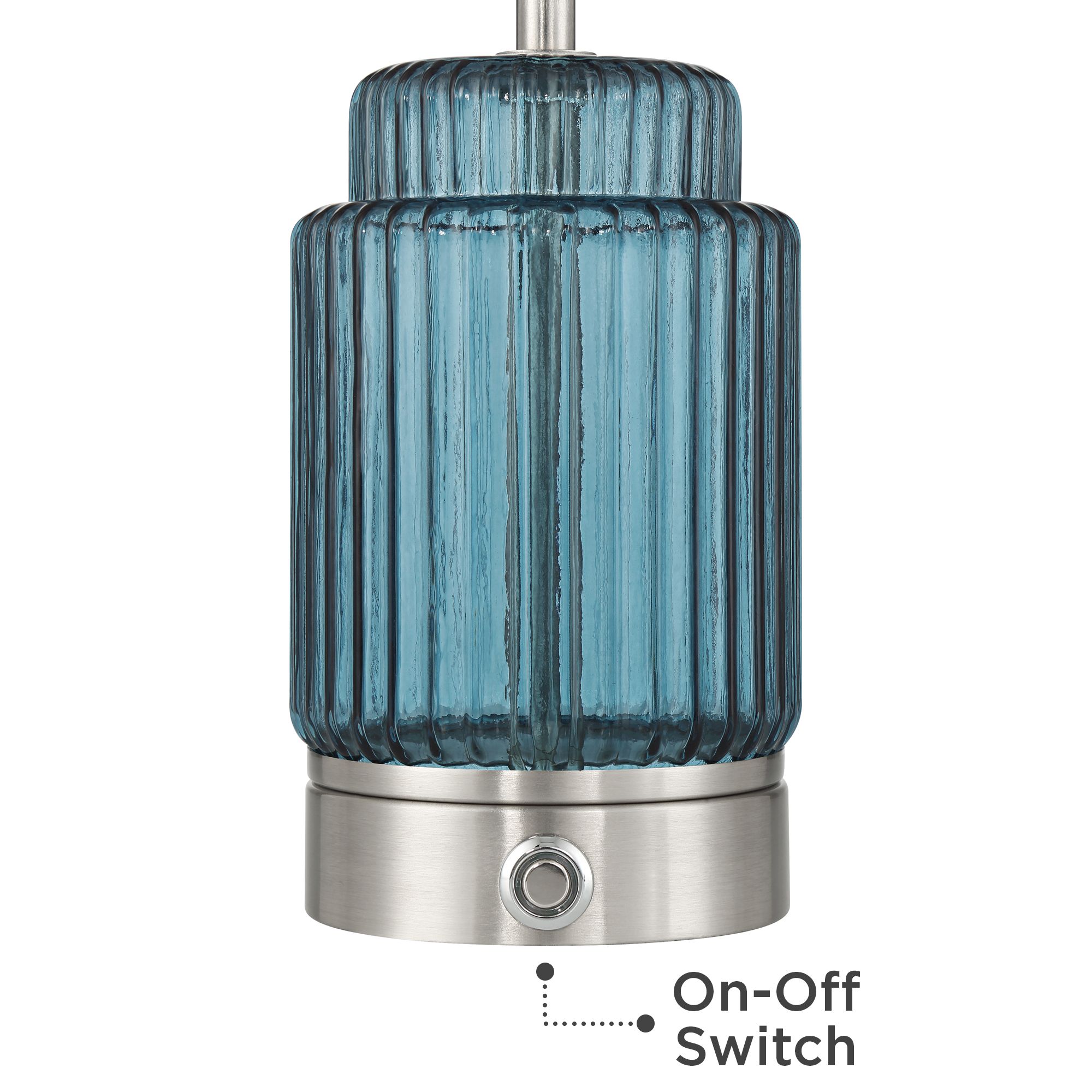 Image 7 Possini Euro Alain 15"H Blue Glass Battery Powered Accent Table Lamp more views