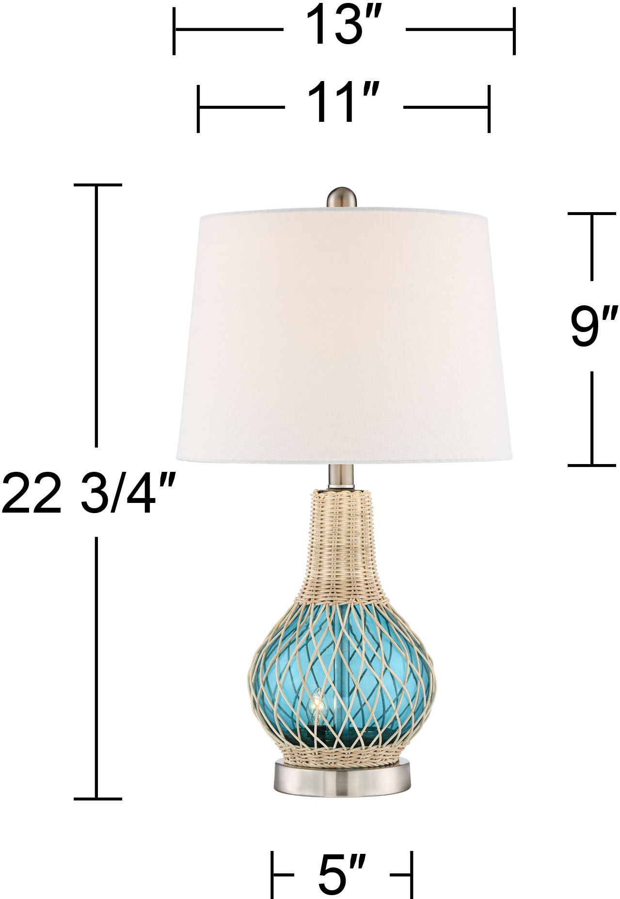 Possini Euro Alana 22 3/4" Blue Glass LED Night Light Lamps Set of 2