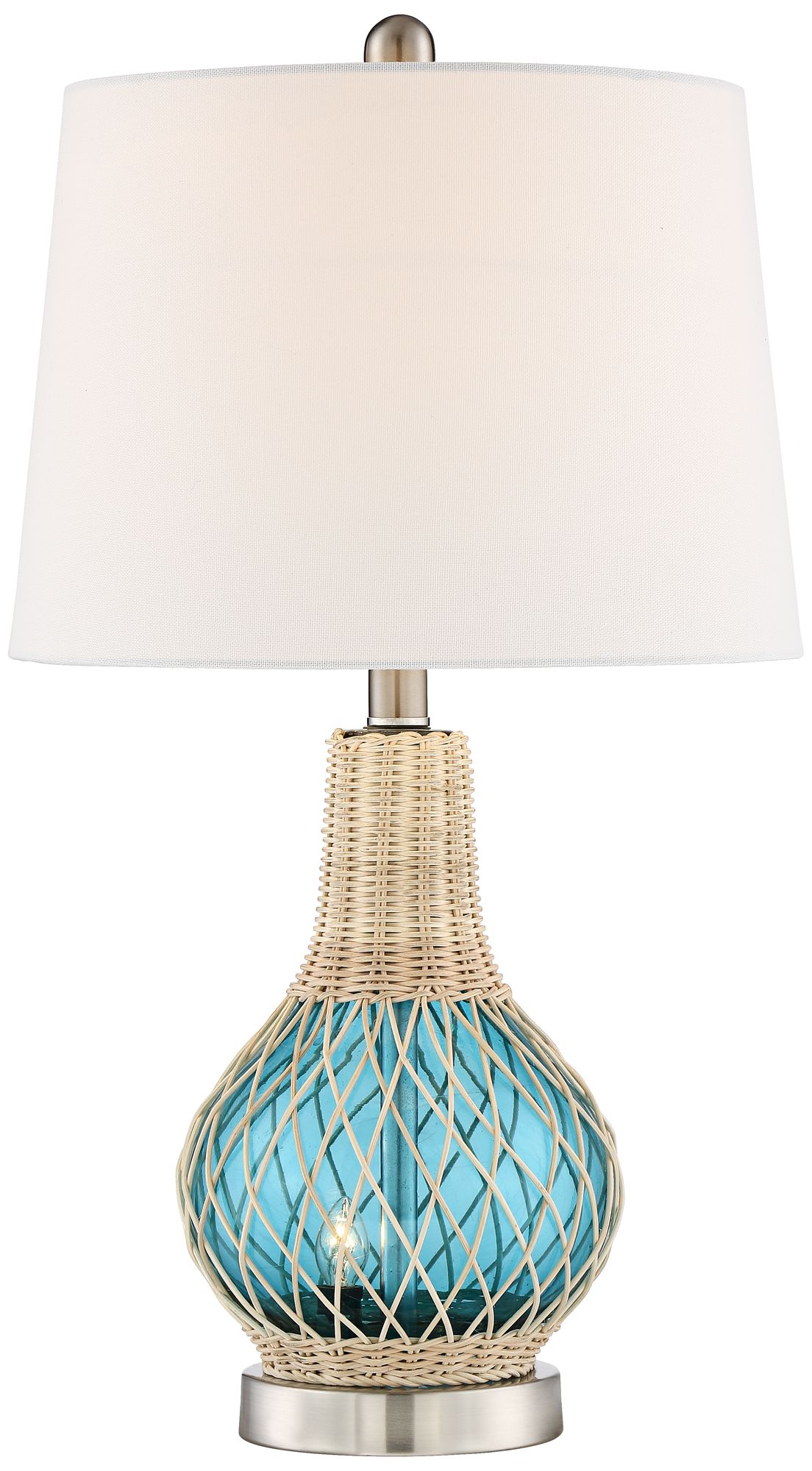 Image 2 Possini Euro Alana Blue Glass and Rope Accent Table Lamp with Night Light