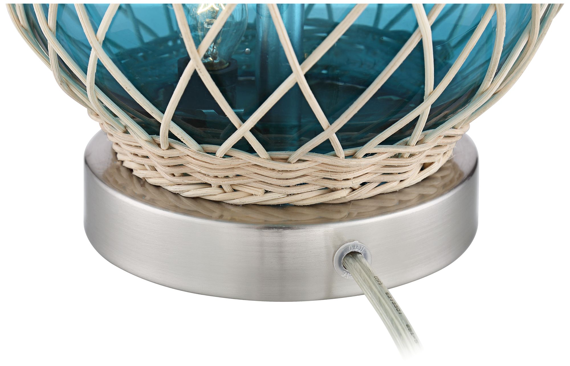 Image 5 Possini Euro Alana Blue Glass and Rope Accent Table Lamp with Night Light more views