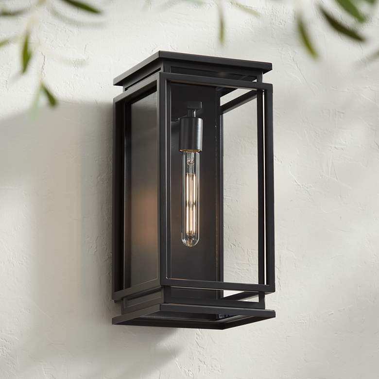 Image 2 Possini Euro Alastor 16 1/2" High Black Outdoor Wall Light