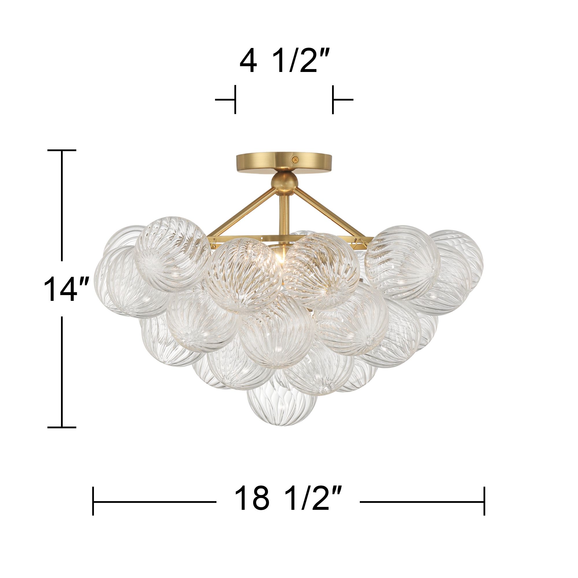 Possini Euro Albaro 18 1/2"W Soft Gold and Glass 2-Light Ceiling Light