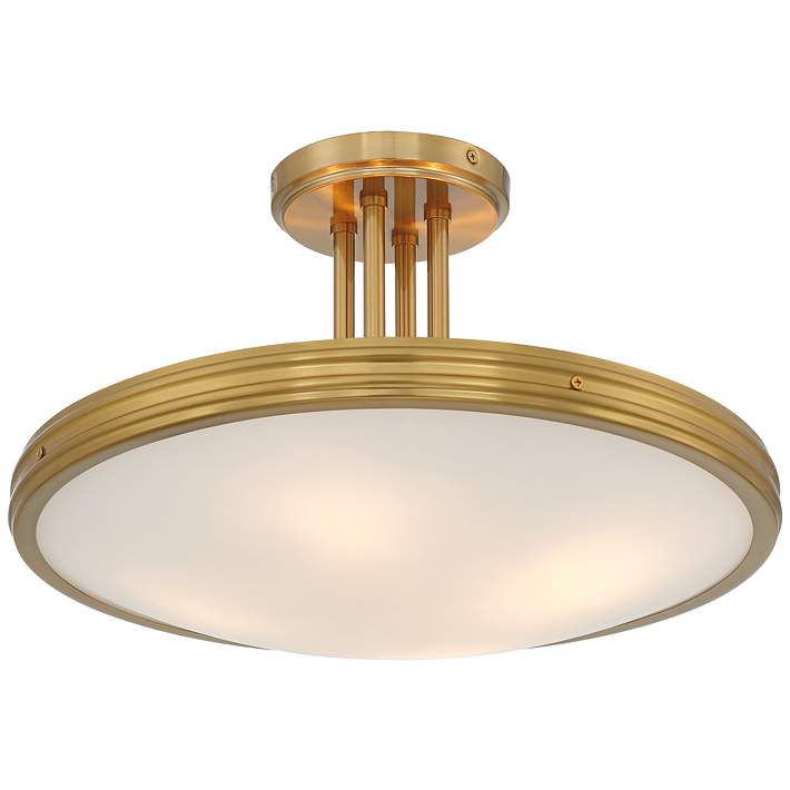 Possini Euro Design Possini Euro Aldo 17 Wide Brass and Opal White Glass  Ceiling Light