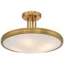 Possini Euro Aldo 17" Wide Brass and Opal White Glass Ceiling Light