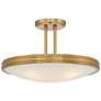 Possini Euro Aldo 17" Wide Brass and Opal White Glass Ceiling Light