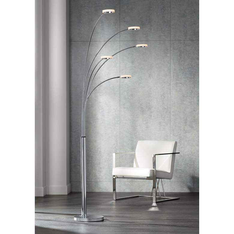 Image 2 Possini Euro Aldo 88" High Chrome 5-Light Modern LED Arc Floor Lamp
