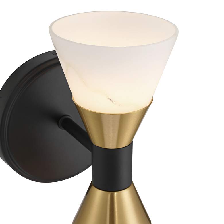 Image 2 Possini Euro Alexandria 9 1/2"H Black and Brass 2-Light Wall Sconce more views