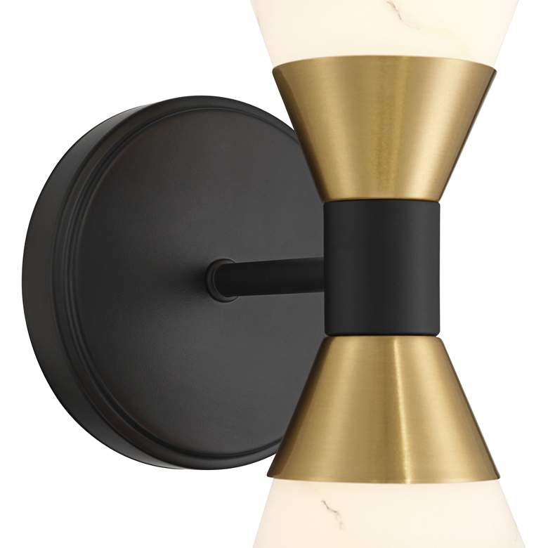 Image 3 Possini Euro Alexandria 9 1/2"H Black and Brass 2-Light Wall Sconce more views