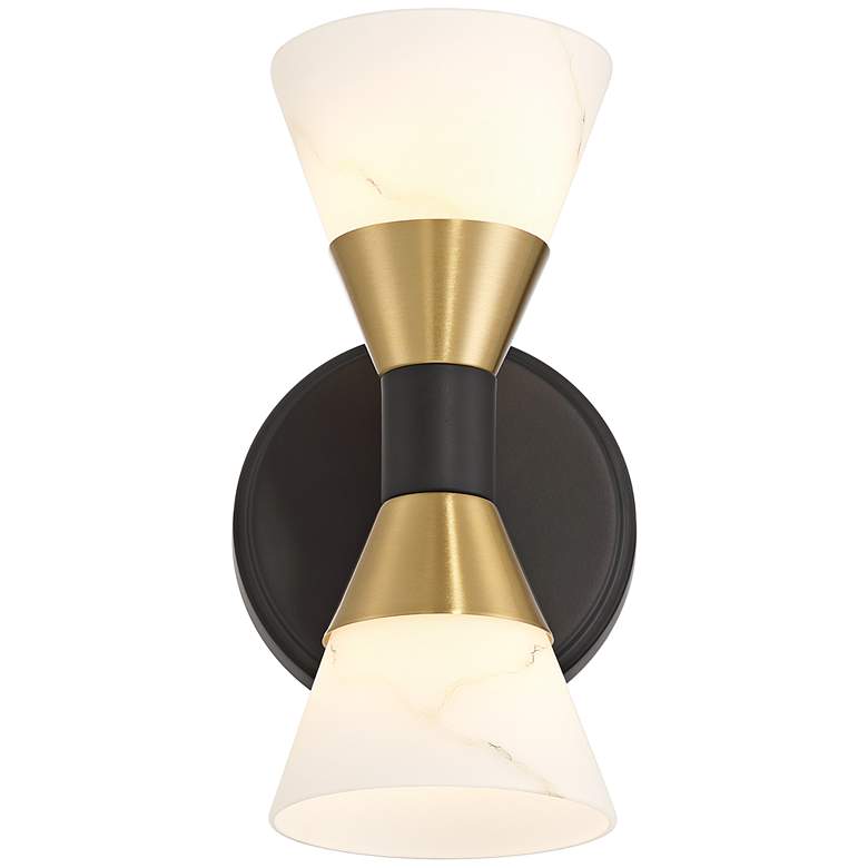 Image 6 Possini Euro Alexandria 9 1/2"H Black and Brass 2-Light Wall Sconce more views