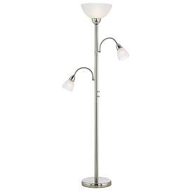 Image3 of Possini Euro Alexei 72" Brushed Nickel Gooseneck Torchiere Floor Lamp