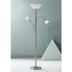 Image2 of Possini Euro Alexei 72" Brushed Nickel Gooseneck Torchiere Floor Lamp