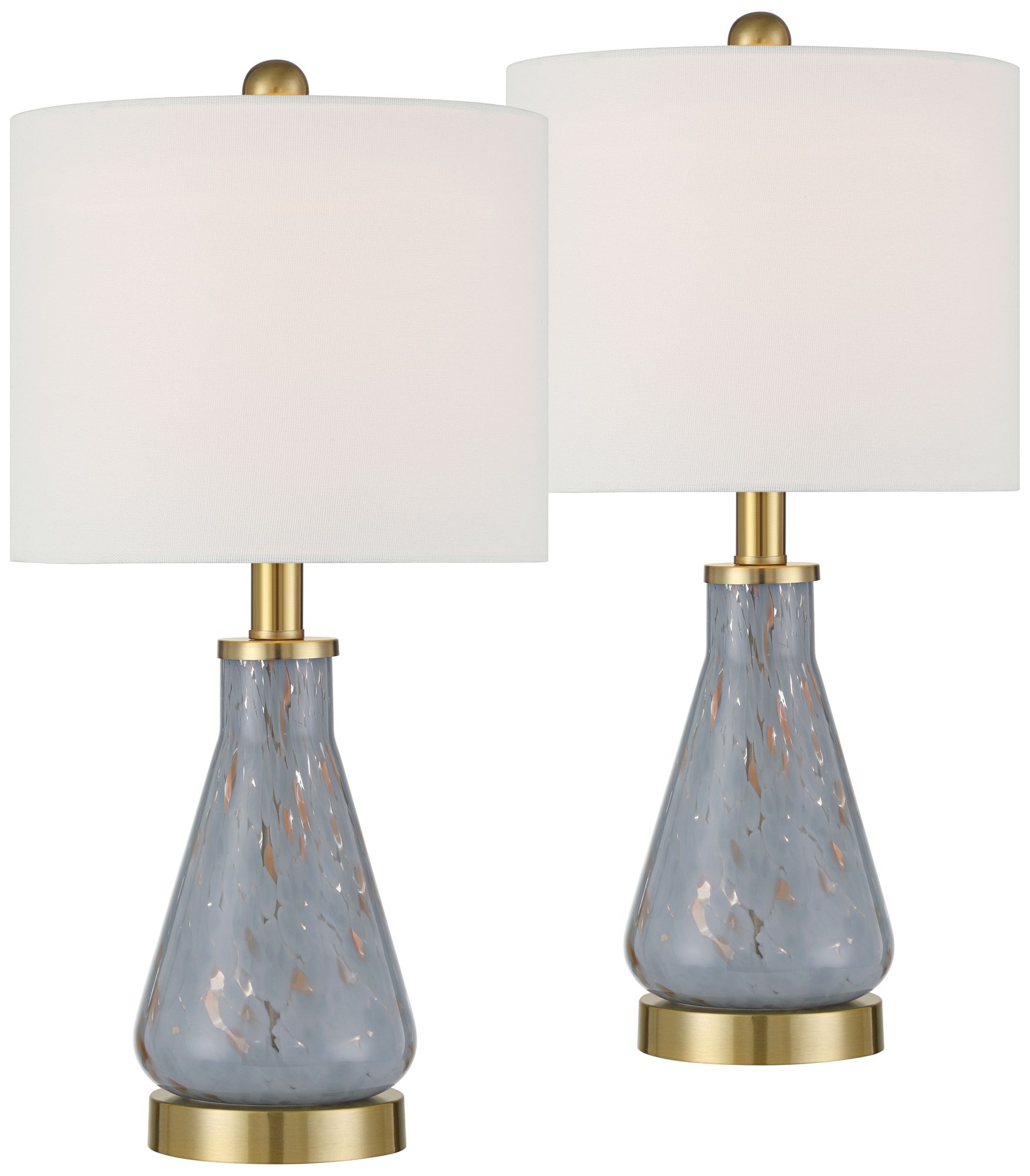 Image 2 Possini Euro Alexia 20" Gold and Blue Glass Table Lamps Set of 2