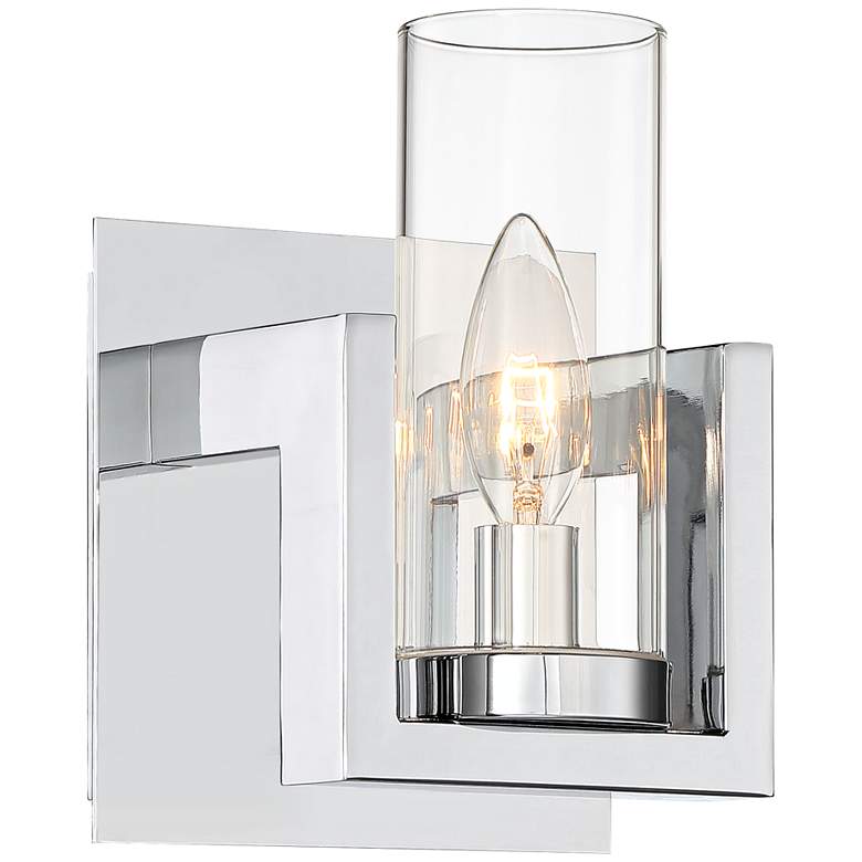 Image 2 Possini Euro Alexius 8 inch High Chrome and Glass Wall Sconce