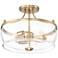 Possini Euro Alia 14" Wide Glass and Warm Brass 3-Light Ceiling Light