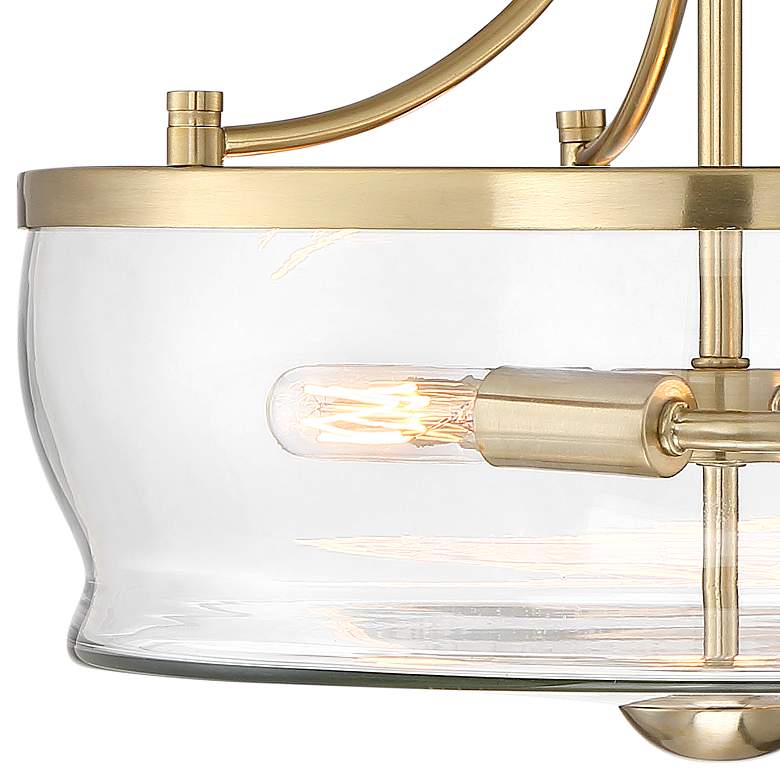 Image 3 Possini Euro Alia 14" Wide Glass and Warm Brass 3-Light Ceiling Light more views