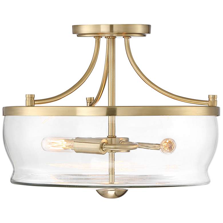 Image 5 Possini Euro Alia 14" Wide Glass and Warm Brass 3-Light Ceiling Light more views