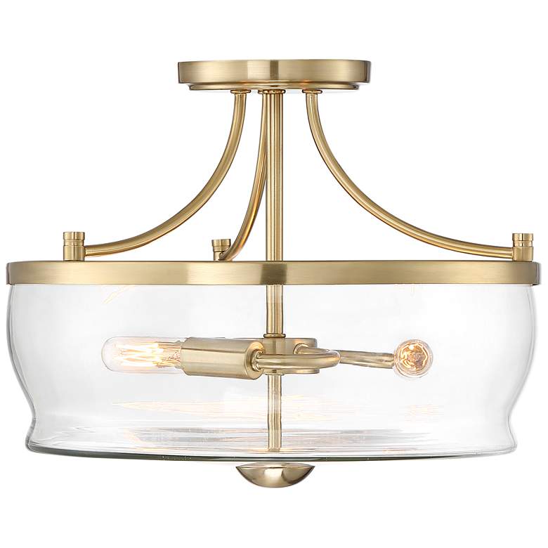 Image 5 Possini Euro Alia 14 inch Wide Glass and Warm Brass 3-Light Ceiling Light more views