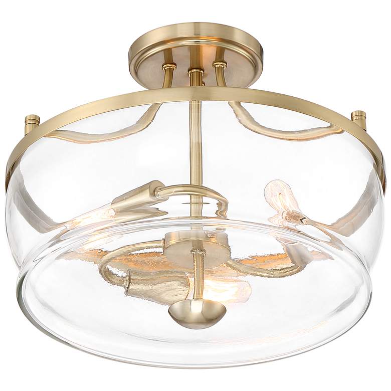Image 6 Possini Euro Alia 14" Wide Glass and Warm Brass 3-Light Ceiling Light more views