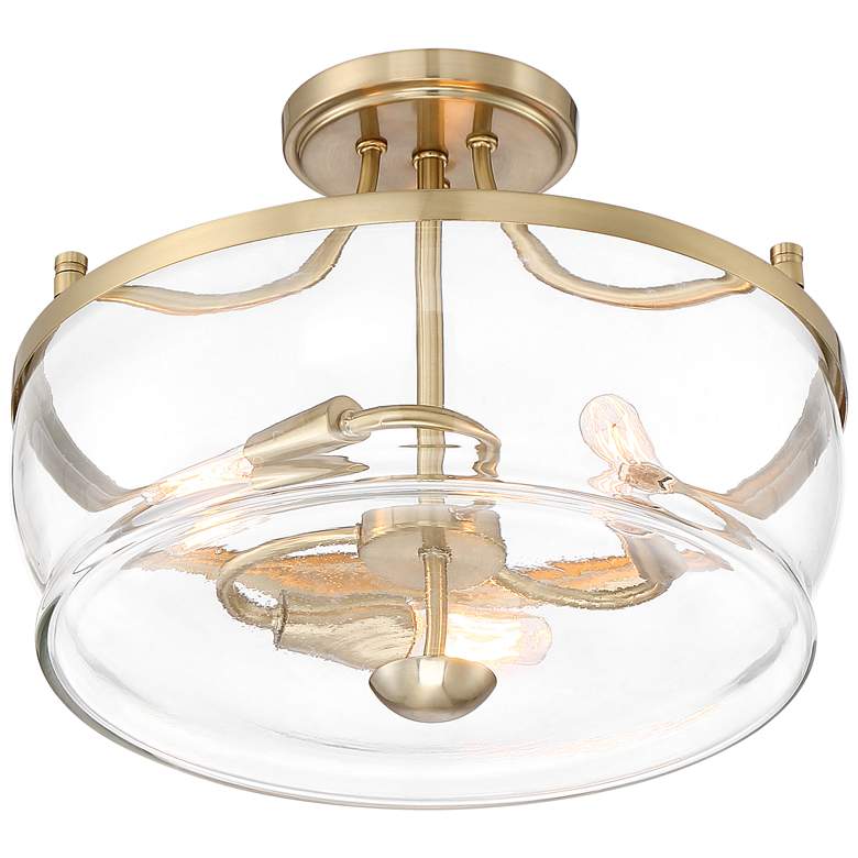 Image 6 Possini Euro Alia 14 inch Wide Glass and Warm Brass 3-Light Ceiling Light more views