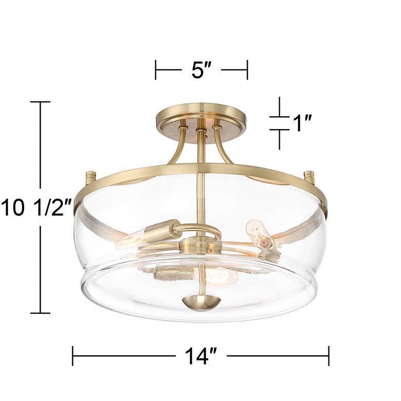 Image 7 Possini Euro Alia 14" Wide Glass and Warm Brass 3-Light Ceiling Light more views