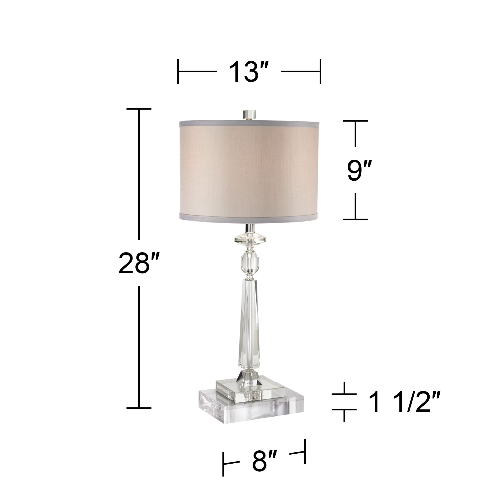 Possini Euro Aline 28" Crystal Lamp with Square Riser