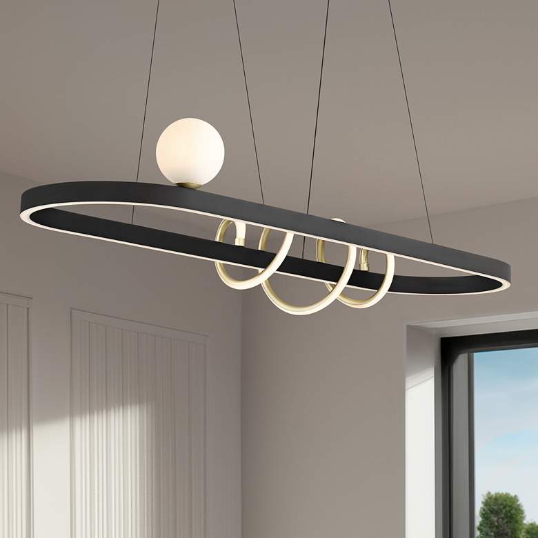 Image 2 Possini Euro Allen 39 1/4" Gold and Matte Black LED Island Pendant