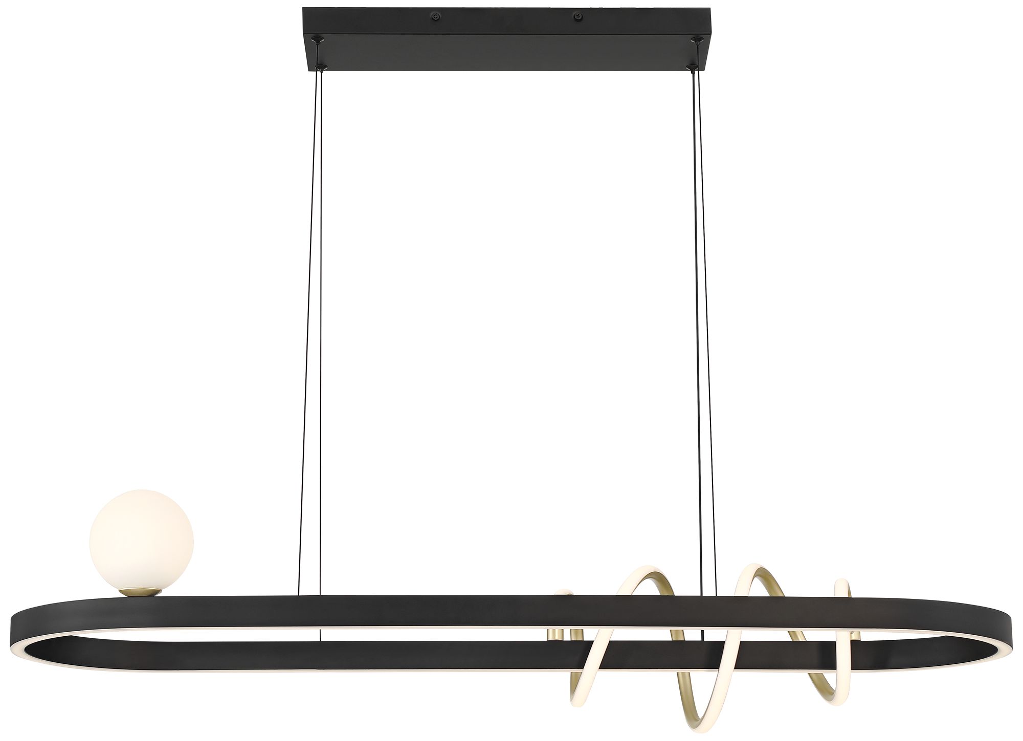 Watch A Video About the Possini Euro Allen Gold and Matte Black LED Island Pendant