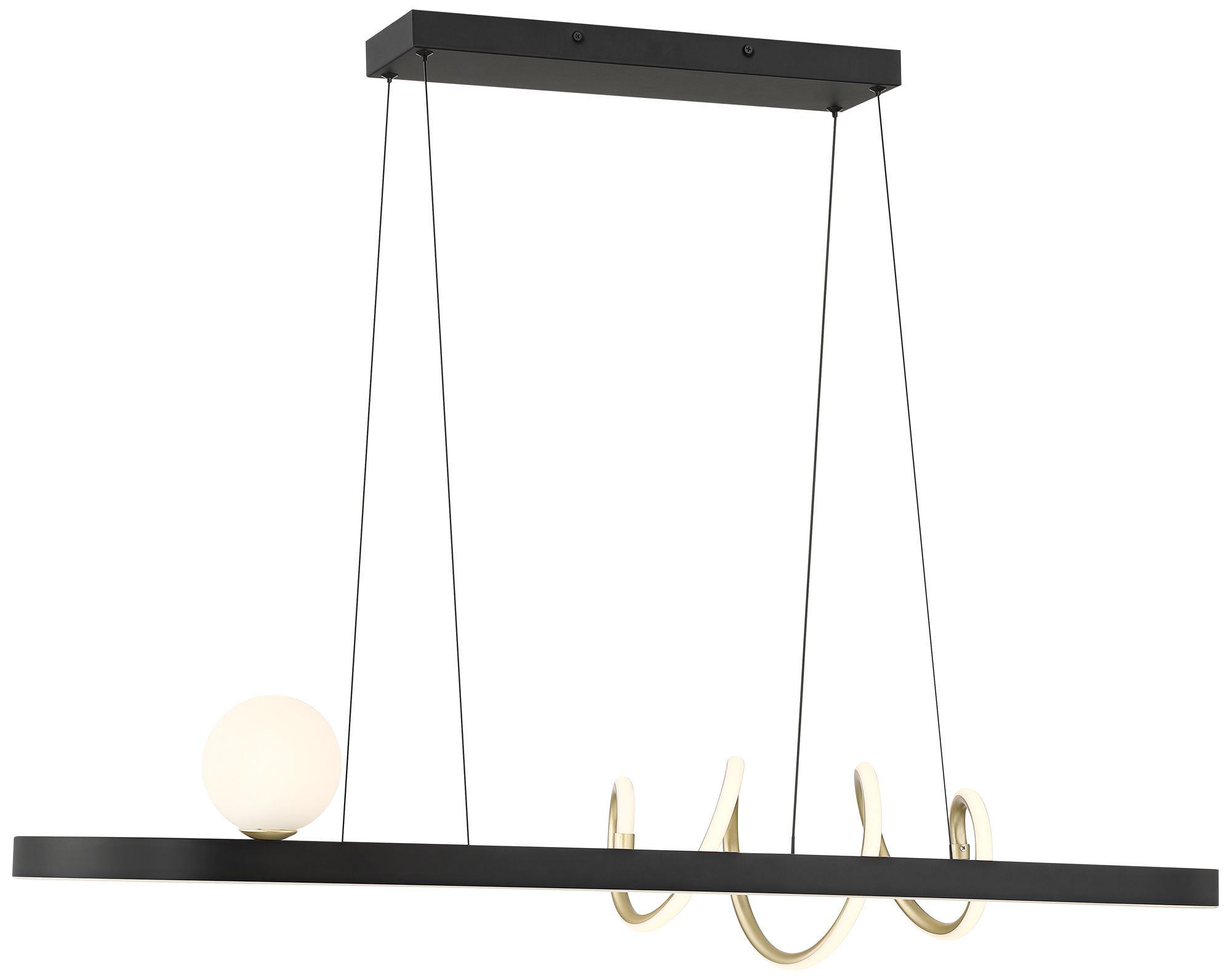 Watch A Video About the Possini Euro Allen Gold and Matte Black LED Island Pendant