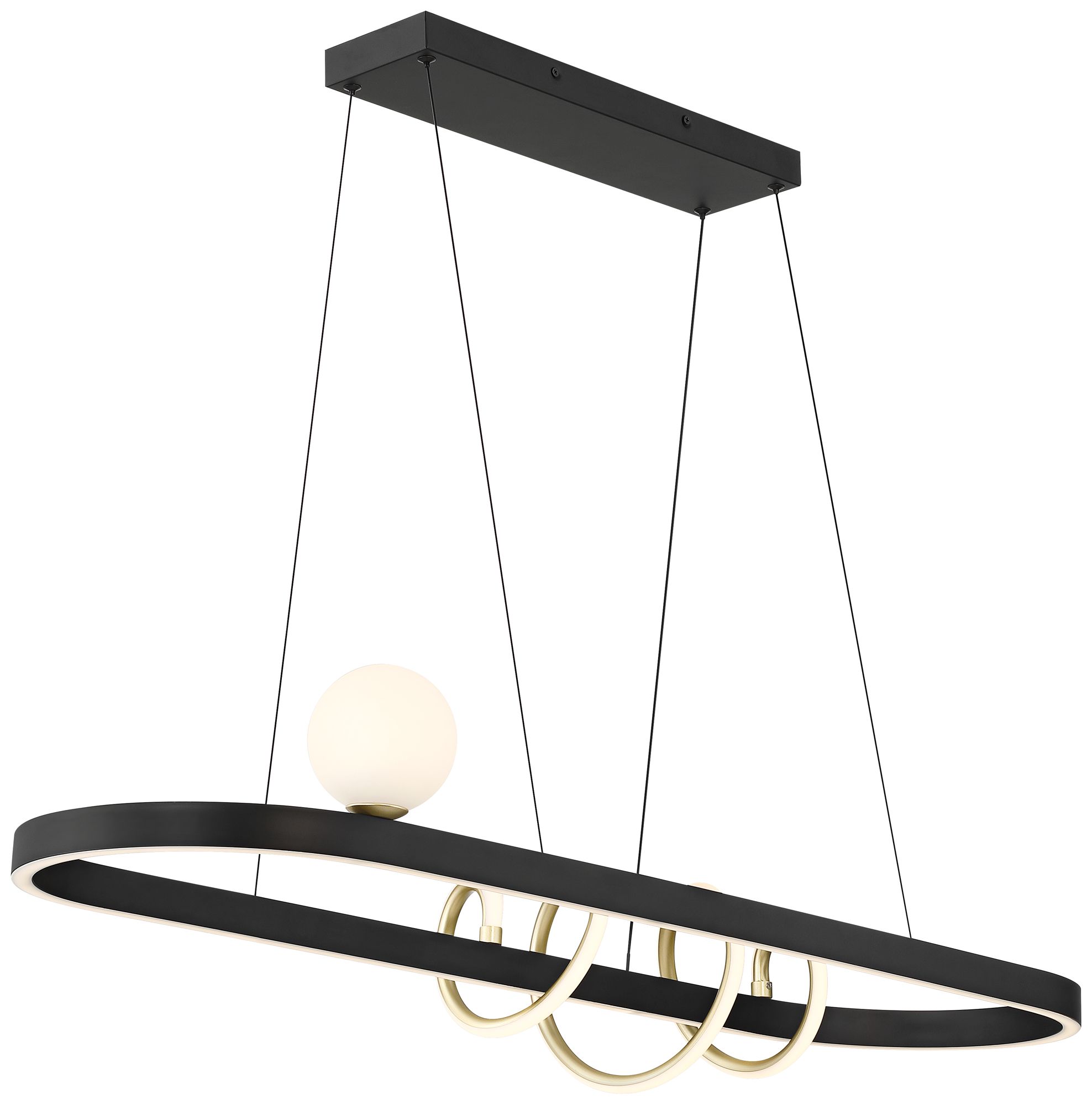 Watch A Video About the Possini Euro Allen Gold and Matte Black LED Island Pendant