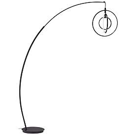 Image2 of Possini Euro Allura Black 79" High 3-Ring LED Modern Arc Floor Lamp