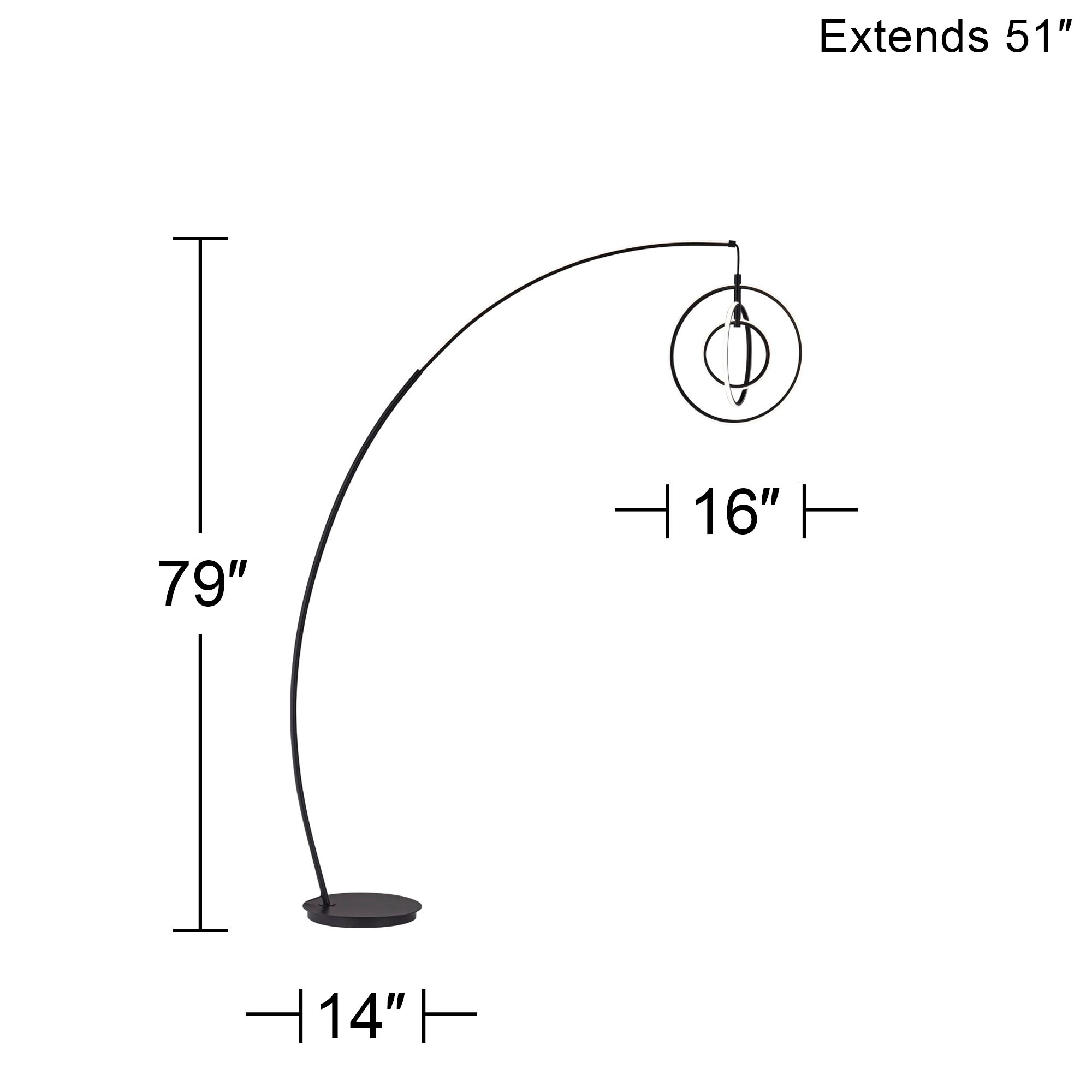 Possini Euro Allura Black 79" High 3-Ring LED Modern Arc Floor Lamp in scene