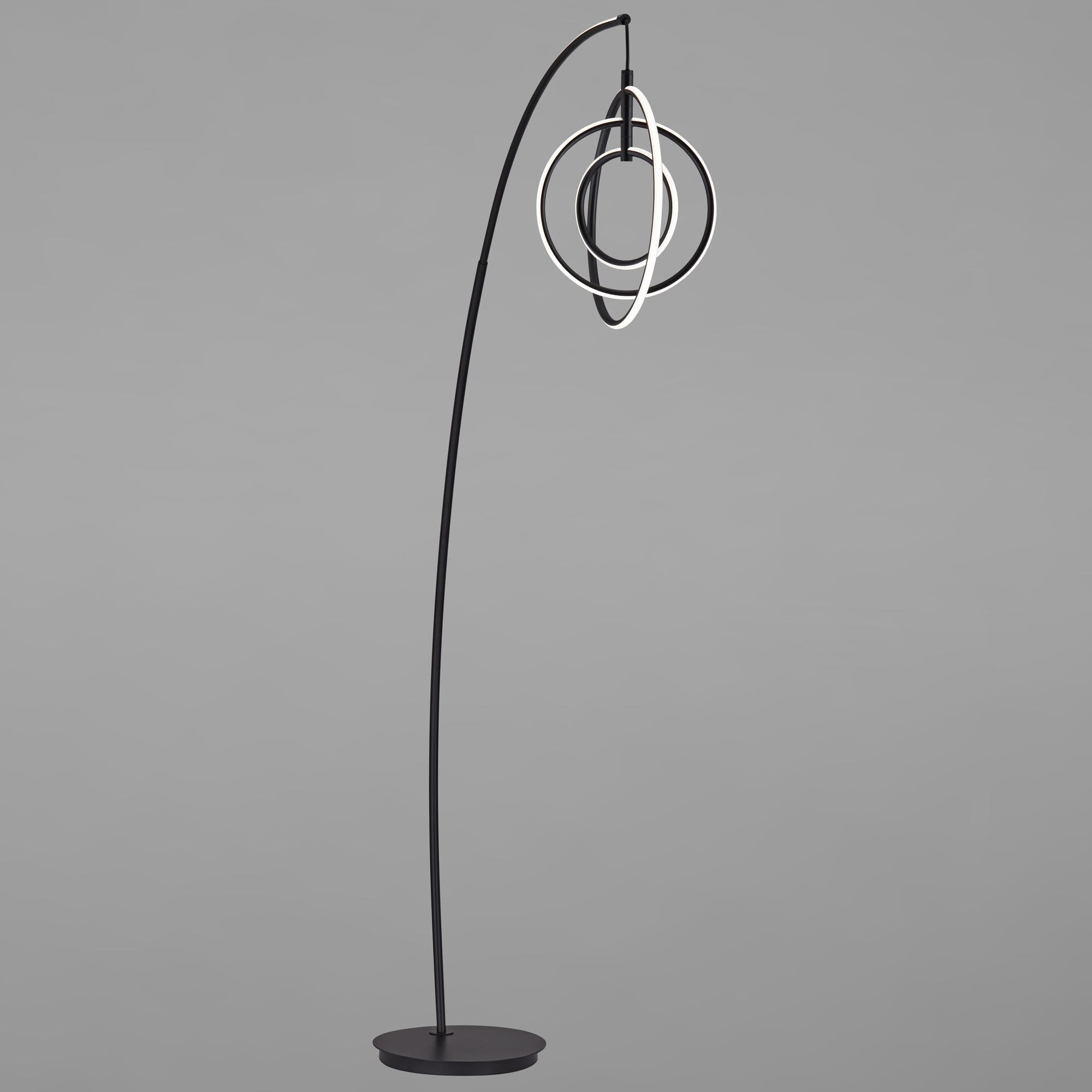 Possini Euro Allura Black 79" High 3-Ring LED Modern Arc Floor Lamp in scene