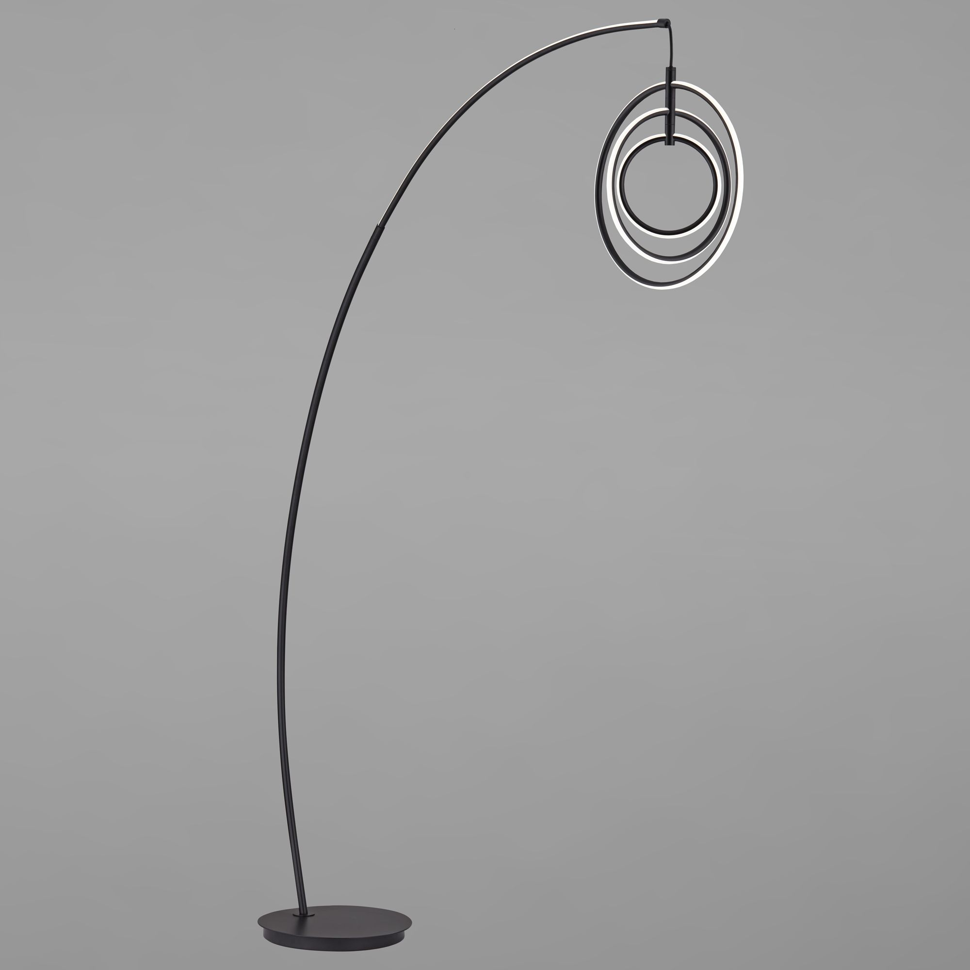 Possini Euro Allura Black 79" High 3-Ring LED Modern Arc Floor Lamp in scene