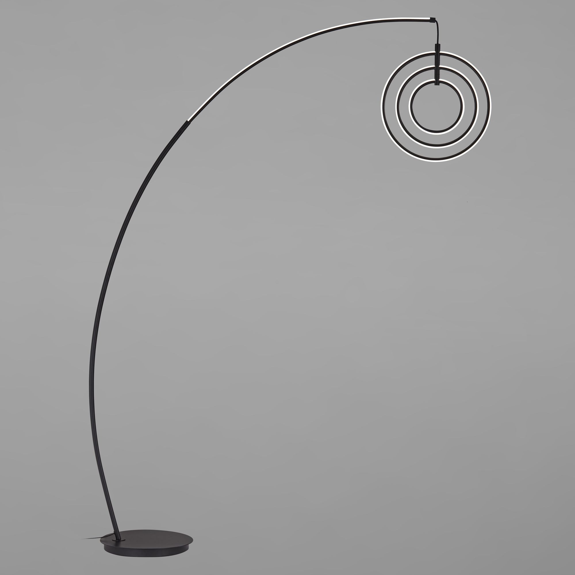 Possini Euro Allura Black 79" High 3-Ring LED Modern Arc Floor Lamp in scene