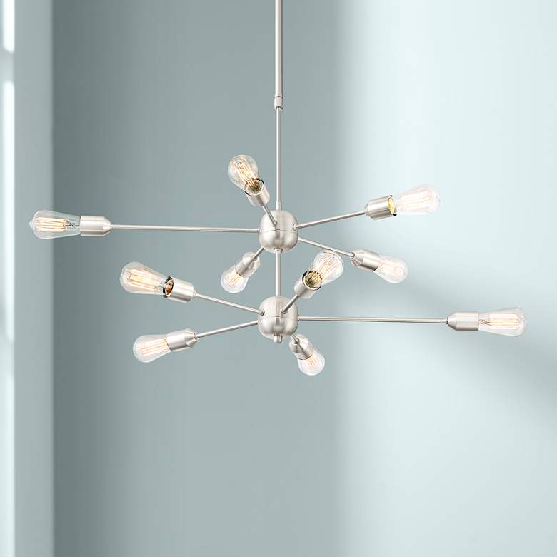 Image 1 Possini Euro Ally 38"W Satin Nickel 10-Light LED Chandelier
