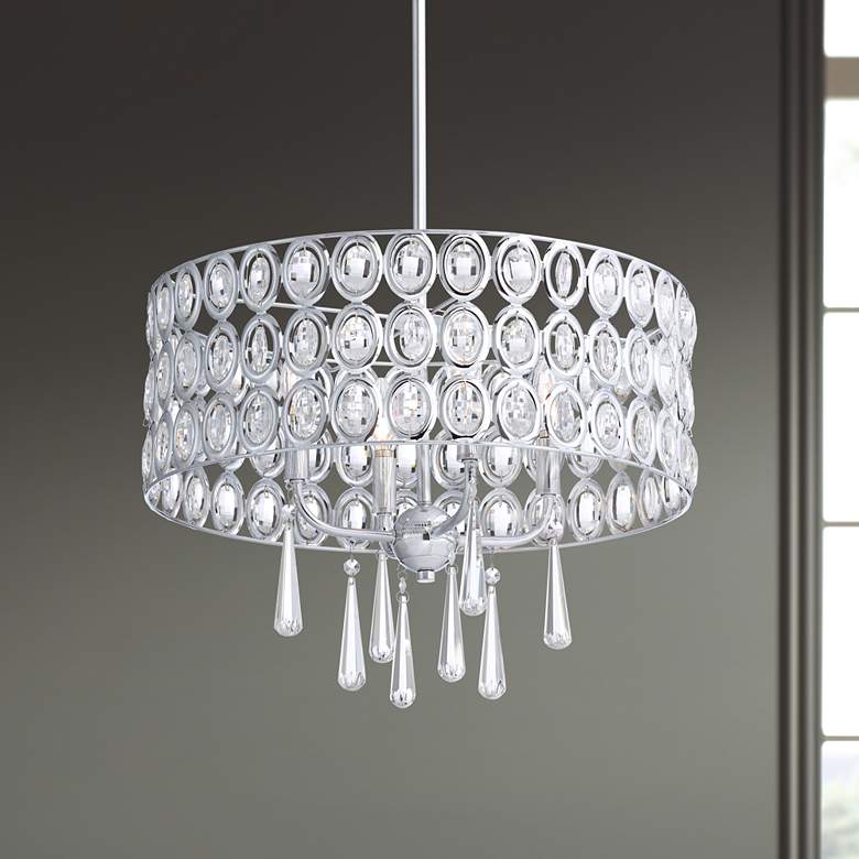 Image 1 Possini Euro Almyra 19 inch Wide Modern Chrome and Crystal Pendant Light