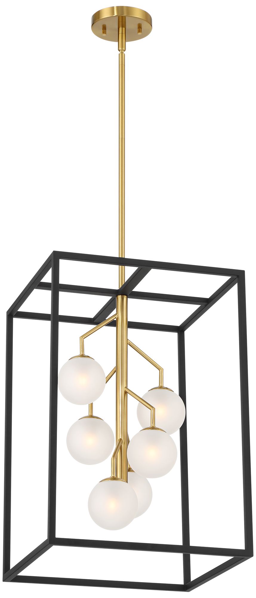 Watch A Video About the Possini Euro Alter Black and Gold 6 Light LED Pendant Light