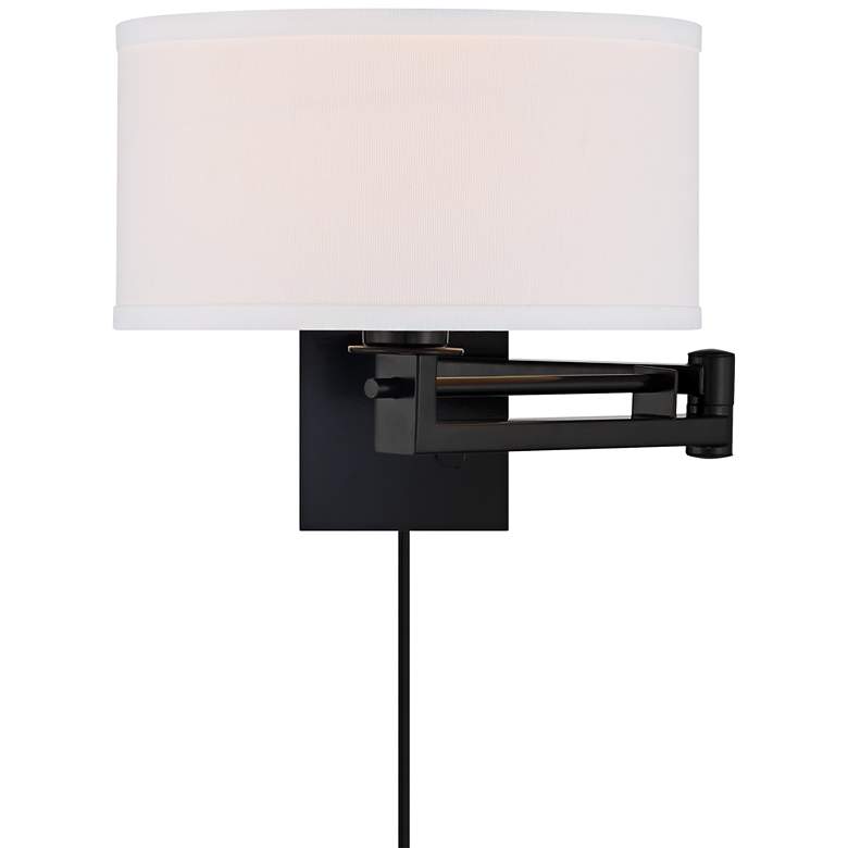 Image 4 Possini Euro Aluno 12 inch High Black Swing Arm Plug-In Wall Lamp more views