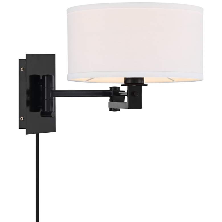 Image 5 Possini Euro Aluno 12 inch High Black Swing Arm Plug-In Wall Lamp more views